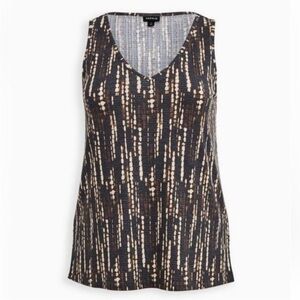 Torrid Black Tie Dye Macrame V Neck Tank Top Plus Size 4X